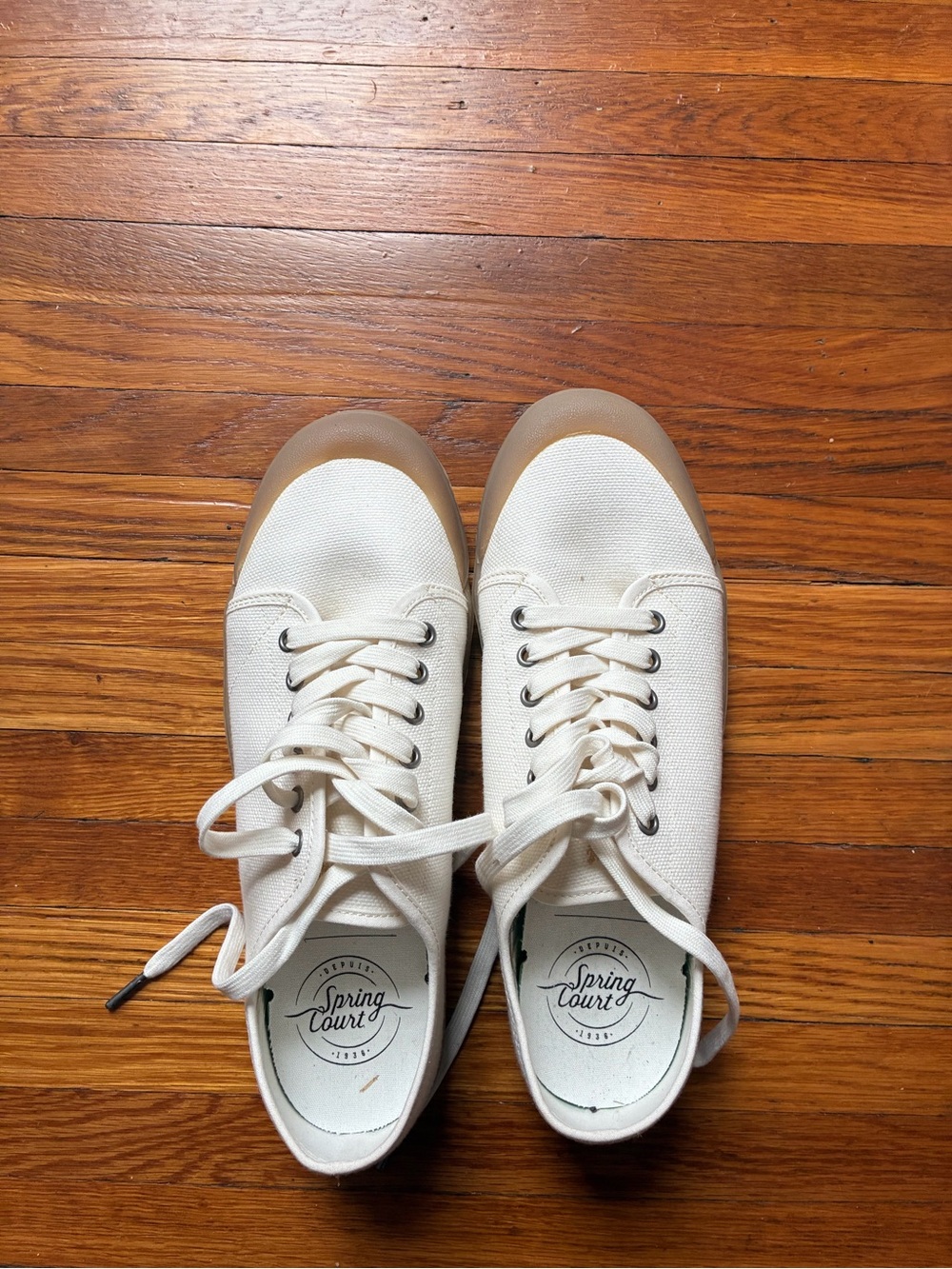 Spring Court G2 Heavy Canvas White Tennis Shoes - Low-Top Sneakers - Size 43